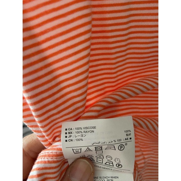 Orange and white stripe flowy top deep v size xs new never worn - Picture 4 of 4